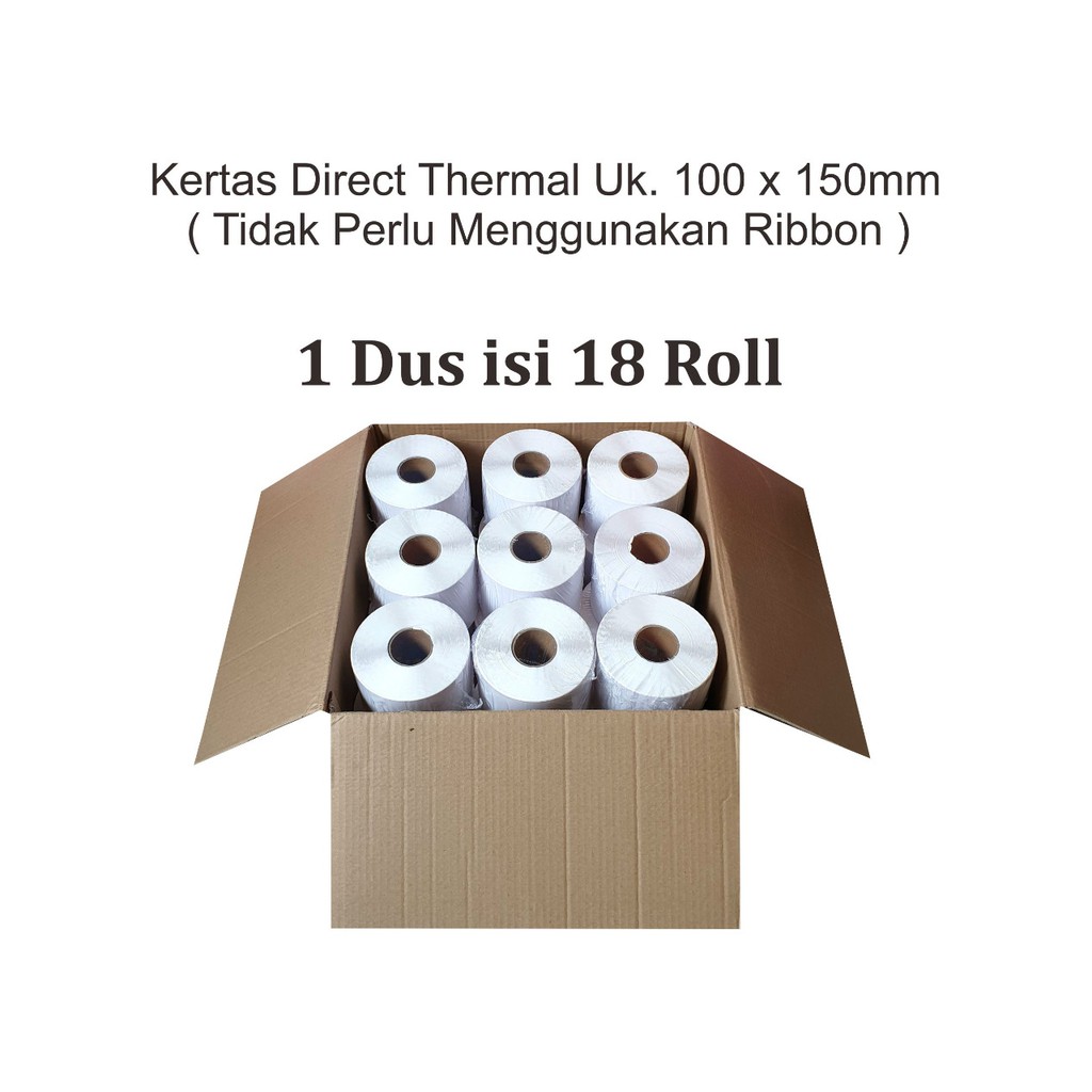 Kertas Label Sticker Barcode Thermal 100 x 150 mm 1 Roll Isi 500 MB930