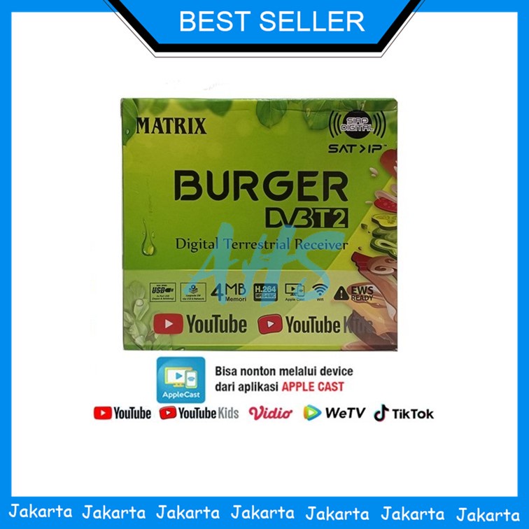 Best Seller Digital STB Matrix Burger Apple Hijau DVBT2 UHF AHS