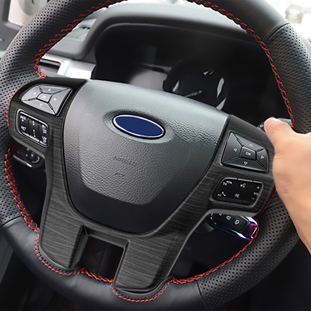 Stiker Penutup Panel Setir Mobil Untuk Ford Ranger Everest Endeavour 2015-2021 Steering Wheel Trim Frame Aksesoris