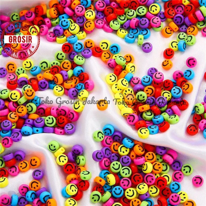 35 Pcs Manik Smile Mote Smile 10mm Mute Emoticon Smiley Bahan Meronce