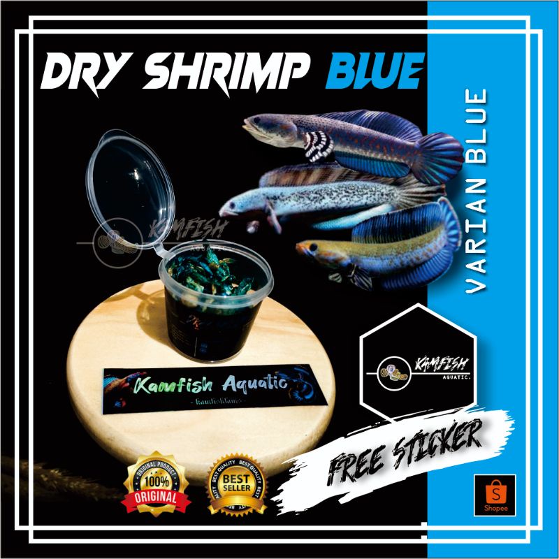 UDANG KERING BIRU SPIRULINA/DRY SHRIMP BLUE CHANA BLUE PULCHRA/PAKAN IKAN CHANNA BARCA
