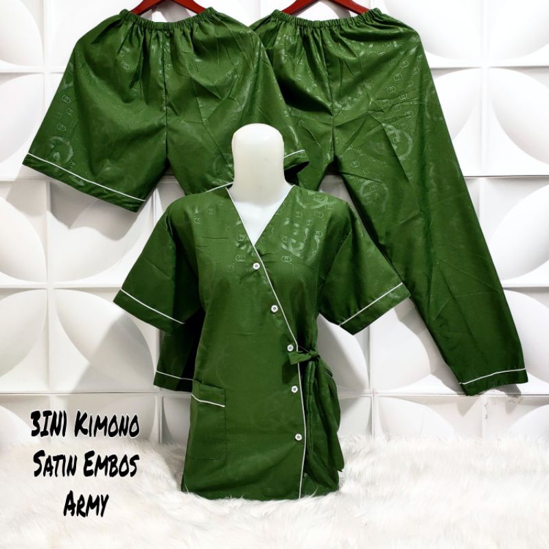 Piyama Kimono 3 in 1 satin embos fit to XL