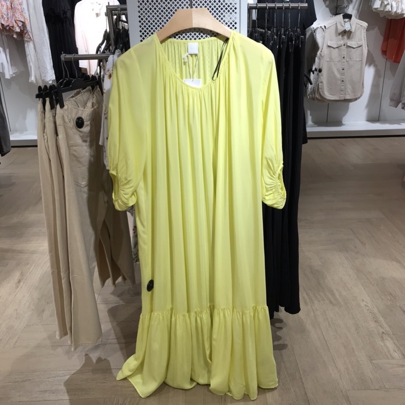 H&M women’s - dress oversize rempel bawah warna hijau neon