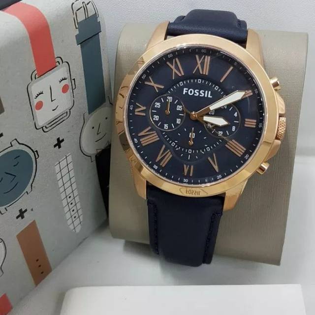 Jam Tangan Pria Fossil FS 4835 Rosegold Leather Original Murah