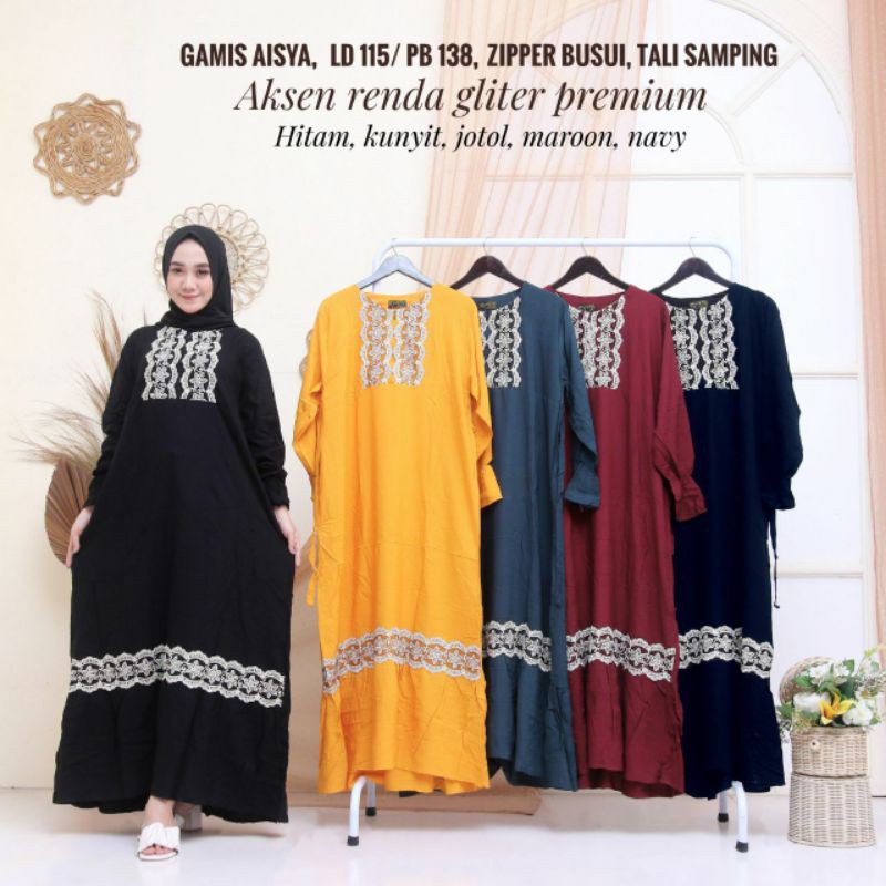 Gamis Arab Jumbo Renda All Size LD115cm/PB138 | Gamis Arab Brokat Busui Friendly