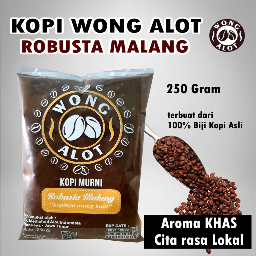 

Kopi Bubuk Robusta MEDIUM ROASTED Wong Alot 250 gram Malang