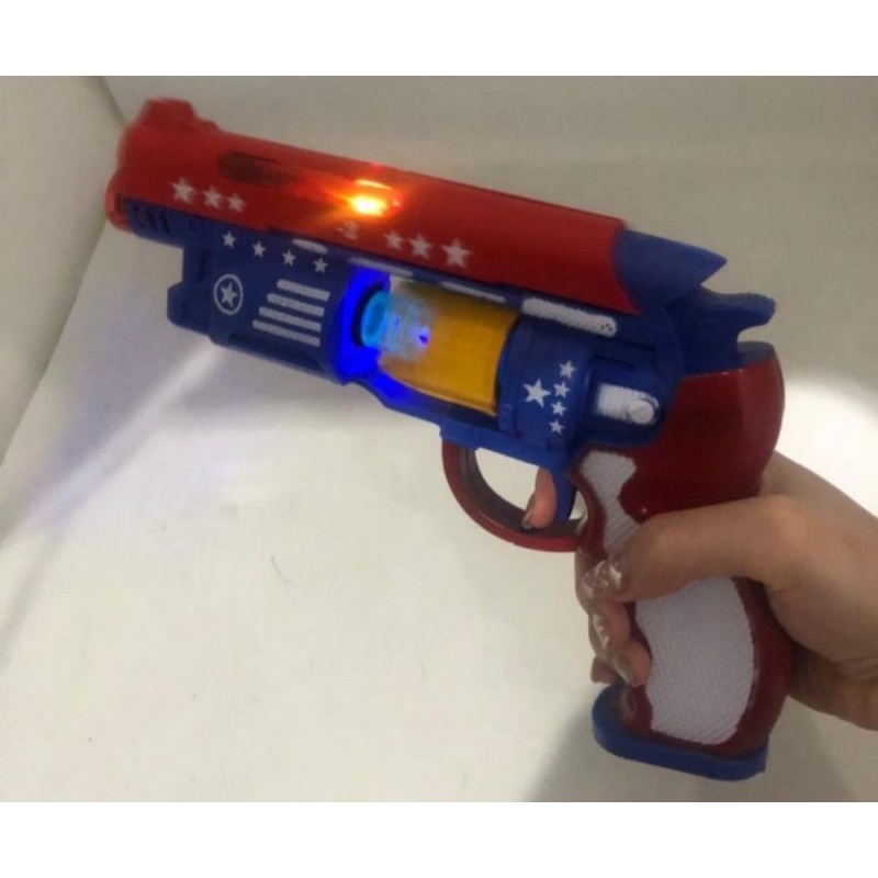 Mainan Anak Pistol Avenger Kapten Amerika Ironman Menyala Suara dan Lampu