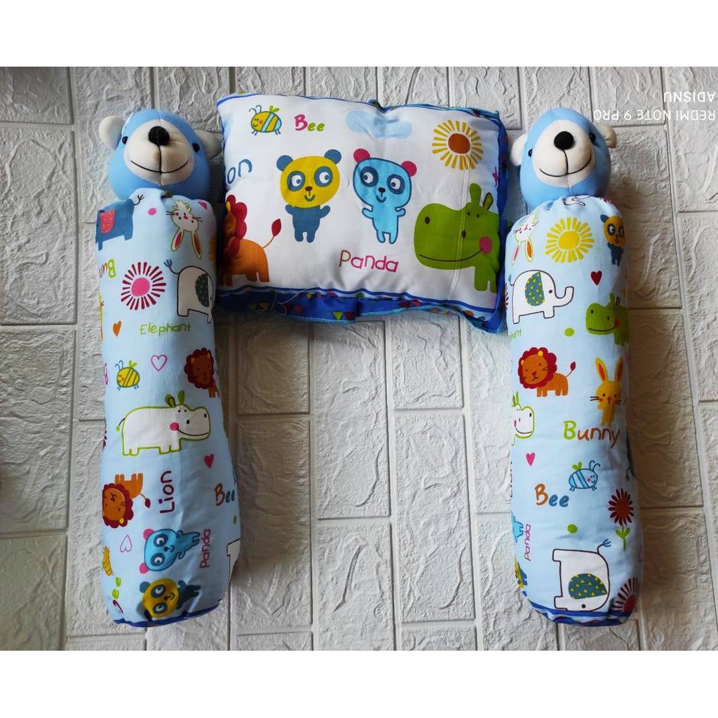 Set Bantal Guling Boneka Bayi Katun Isi Dakron