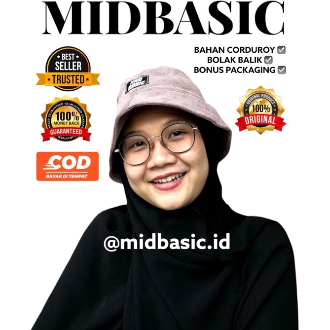 MIDBASIC TOPI BUCKET HAT CORDUROY TOPI BUCKET HAT WANITA TOPI BUCKET CORDUROY BOLAK BALIK ORIGINAL
