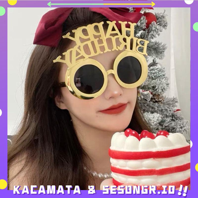 Kacamata Ulang Tahun Kacamata happy birthday korea Lucu Huruf Pribadi Kacamata Menggemaskan - SG