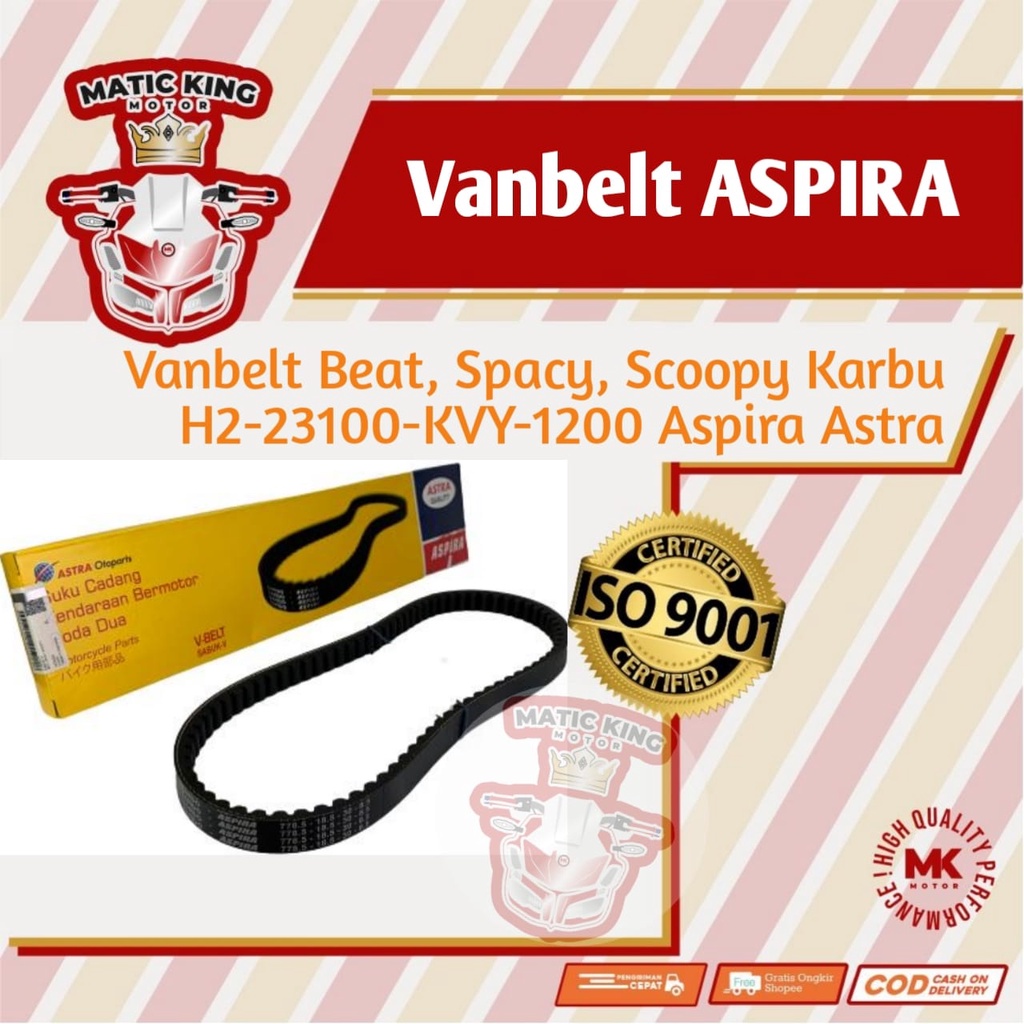 Vanbelt V belt Fanbelt Honda Beat 110 Karbu Aspira Astra Otoparts H2-23110-KVY-1200