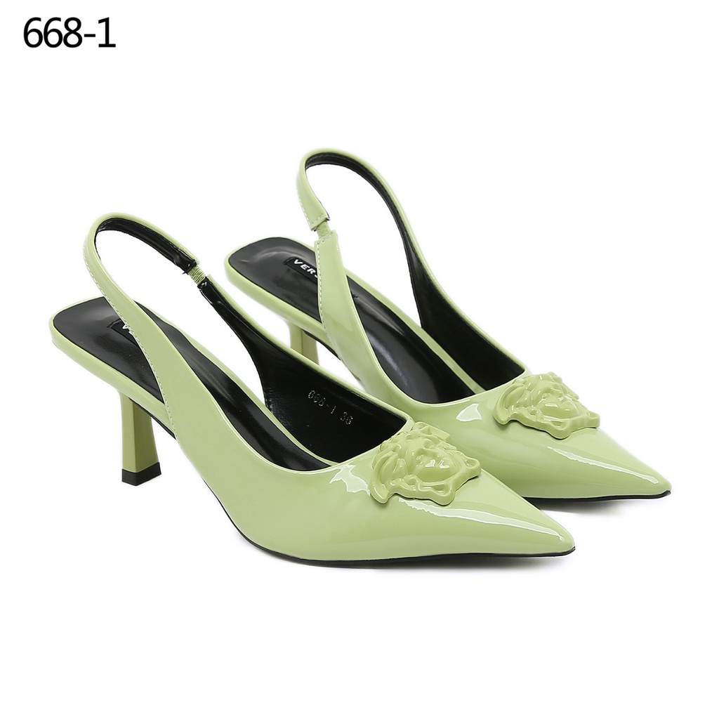 V Patent Leather La Medusa Slingback Pumps #668-1