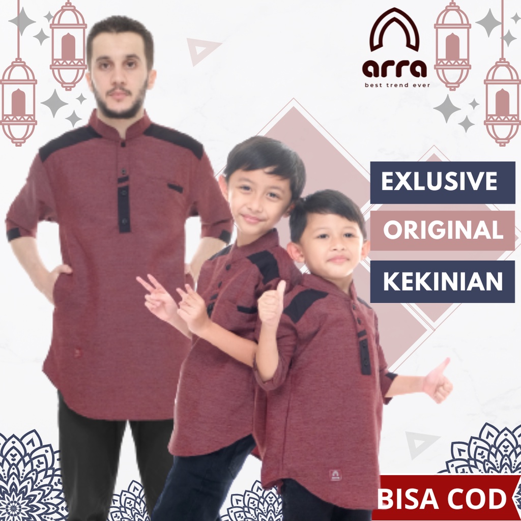 Koko kurta pakistan Couple Ayah Dan Anak laki-laki Lengan Pendek 3/4 Original Arra Thariq Baju Koko 