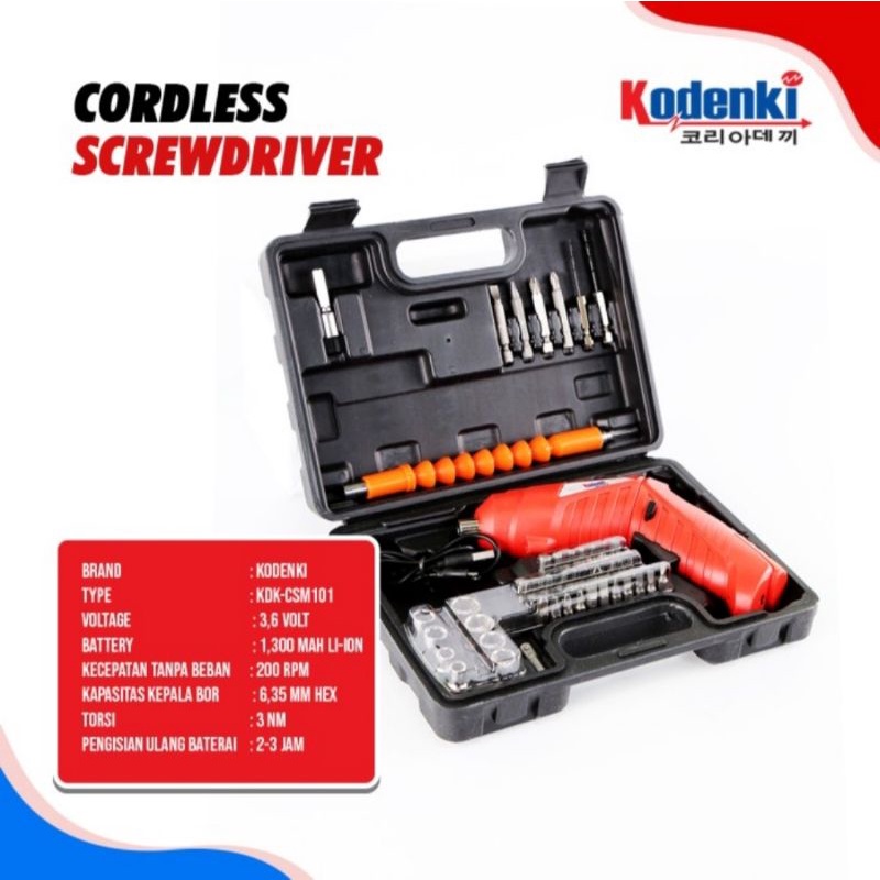 Kodenki mesin bor obeng baterai cordless screwdriver 47pcs