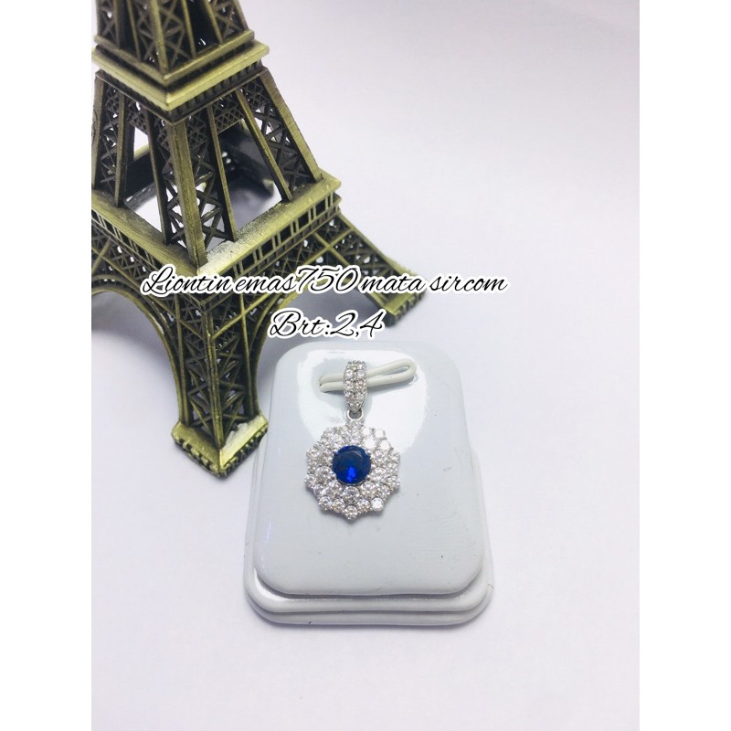 liontin mas batu biru