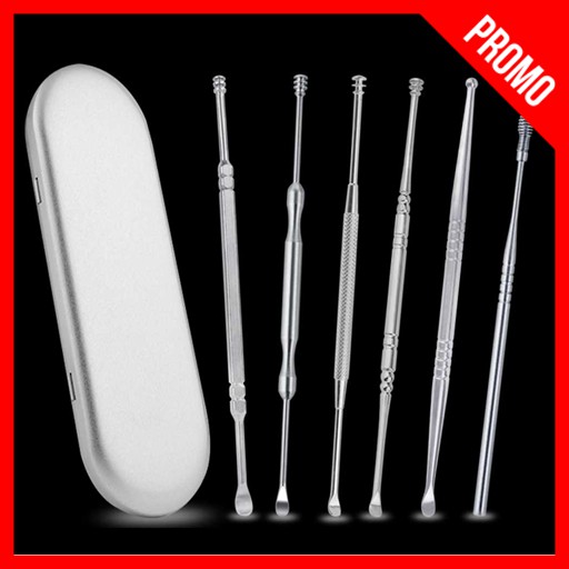 6 PCS Alat Pembersih Telinga Korek Kuping Stainless Steel Anti Karat - Wax Besi Ear Cleaner