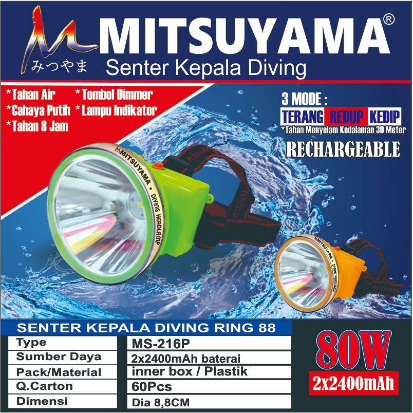 senter kepala selam 80watt mitsuyama 216p/k