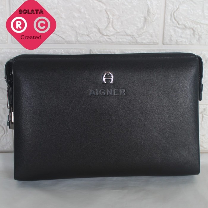 Handbag Kulit Pria - Handbag Kulit Asli Pria Aigner - Clutch Pria