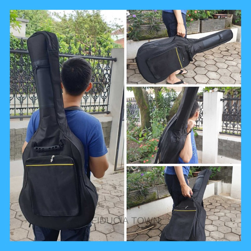 Sarung Gitar Impor Busa Tas Akustik 4/4 Fullsize Hitam Guitar Bag