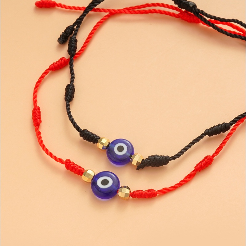 6 pack Gelang Rajut adjustable Desain evil eye Warna Biru Pelangi Untuk Pasangan