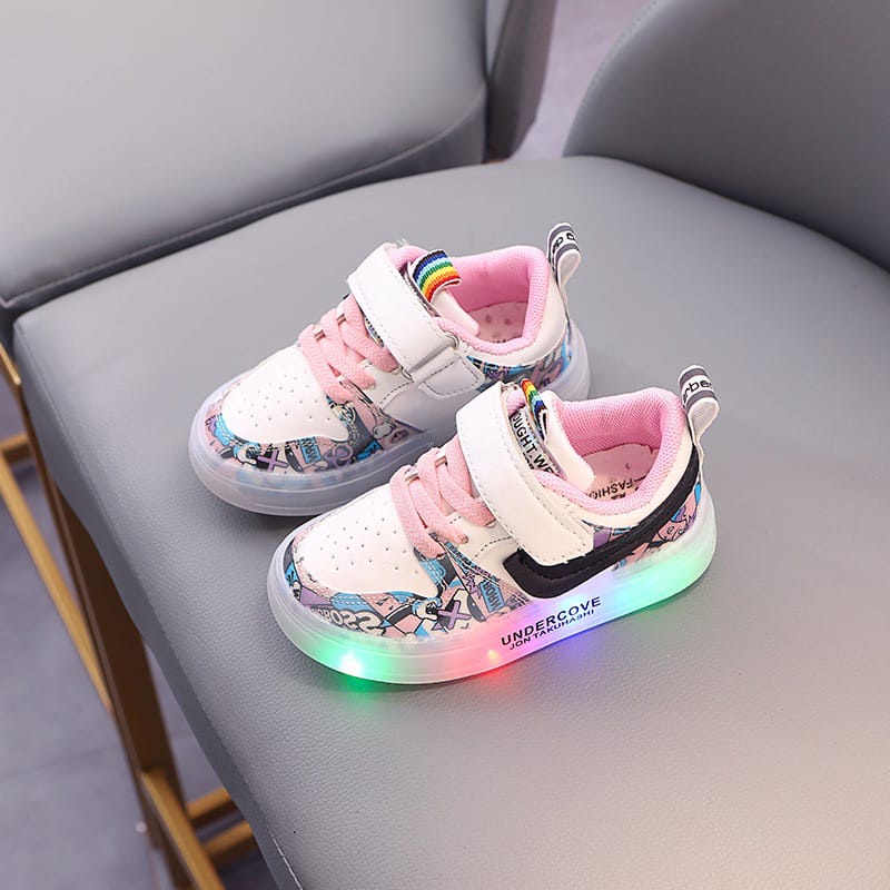 Qeede_Store Sepatu TAKUHA Lampu LED Anak Laki-Laki Dan Perempuan Import Size 21-30