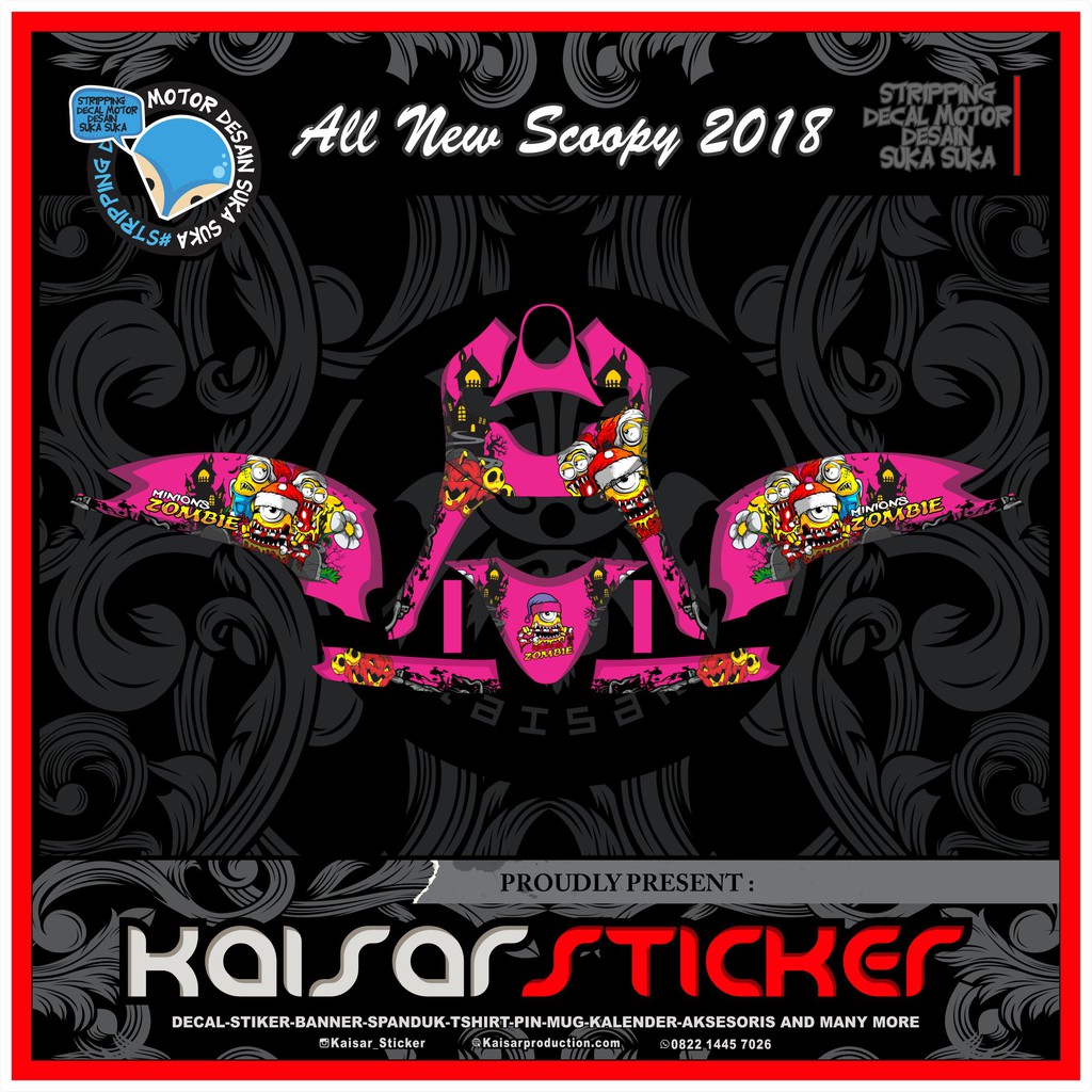 Stiker Decal New Scoopy 2019 Full Body ZOMBIE PINK