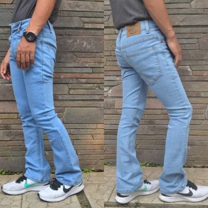 Celana Jeans Pria Murah,Setandr,Merk Lea(Size 28-32) CY814  Cutbray Bioblitz | Flare | Biru Muda -