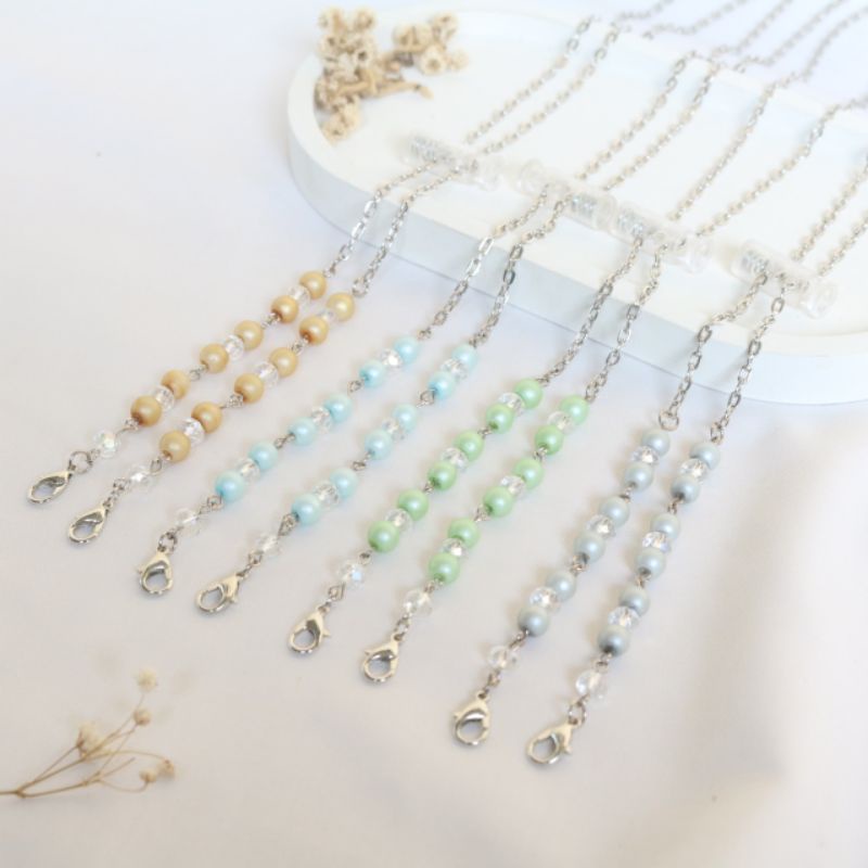 Strep / Strap Konektor Kalung Tali Masker Hijab 2in1 Rantai With Stopper Cantik  ~ Brown Doff ~