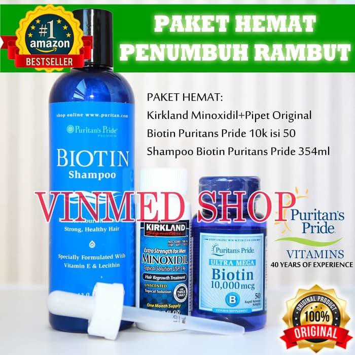 [BESTSELLER] PAKET HEMAT PENUMBUH RAMBUT KIRKLAND MINOXIDIL DAN SHAMPOO BIOTIN