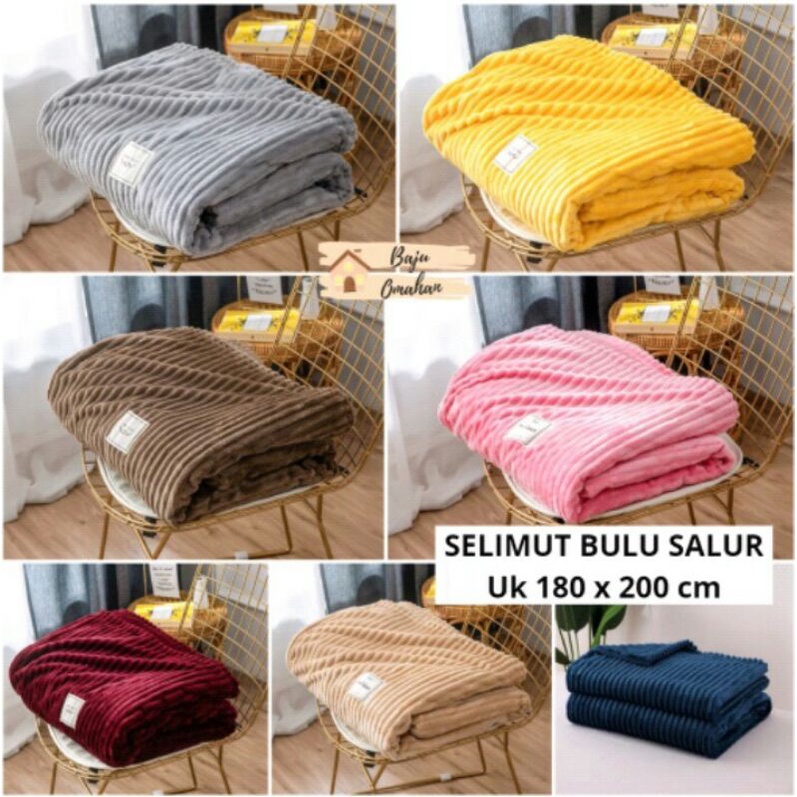 Selimut/blanket polos minimalis 180x200/Selimut bulu salur/bulu lembut/FLEECE DEWASA
