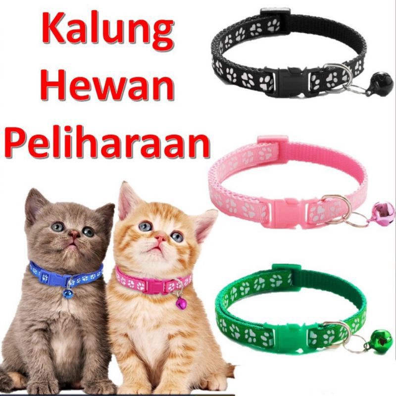 Kalung Kucing Lonceng Motif Hewan Peliharaan Tali Leher Anjing Kecil