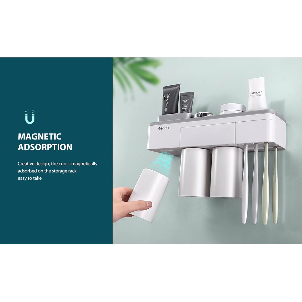 OENEN Bathroom Toothbrush Holder Multi Storage Rack Magnetic Design - A1614 - Rak Sikat &amp; Pasta Gigi