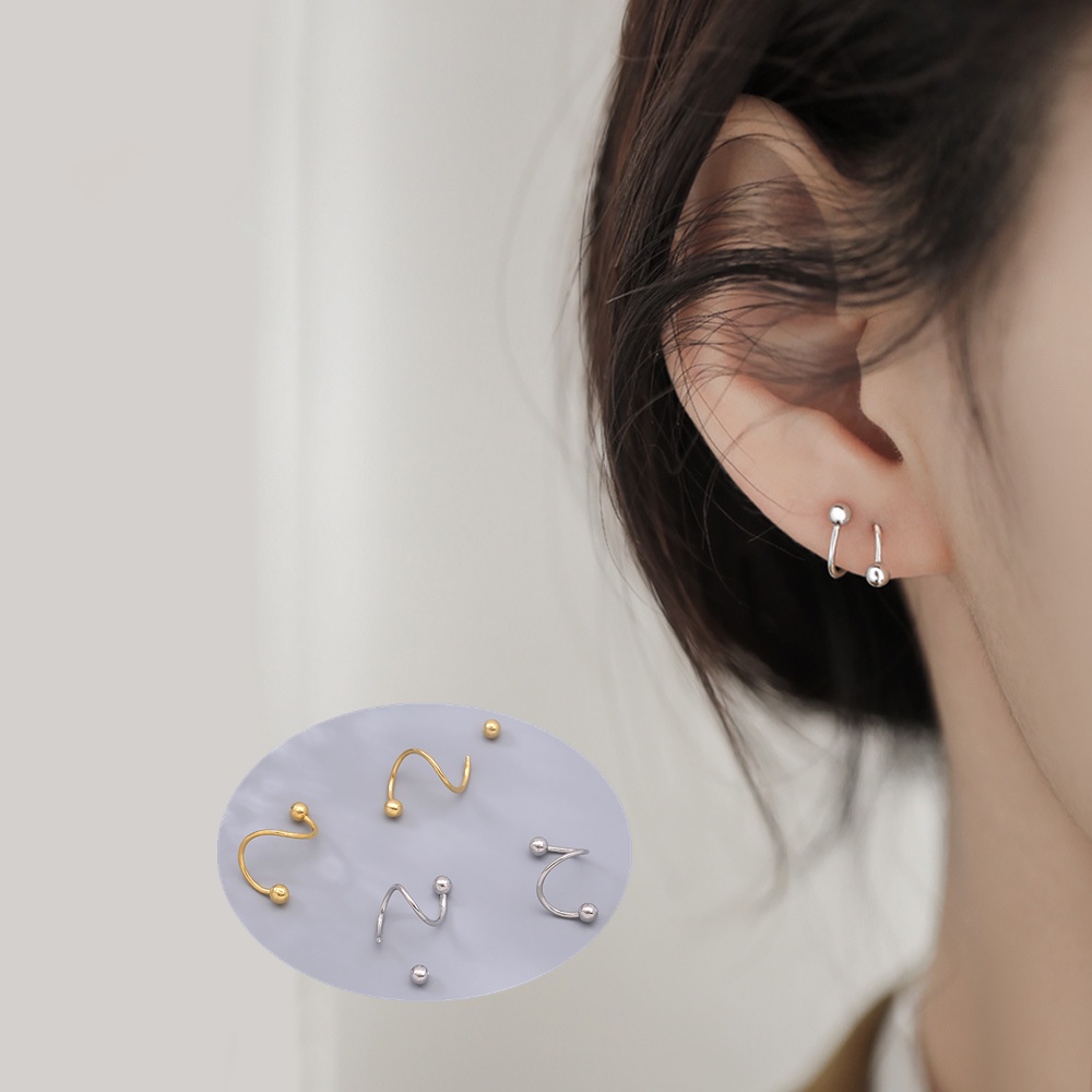 Anting Stud Desain Spiral Bahan 925 Silver Untuk Wanita