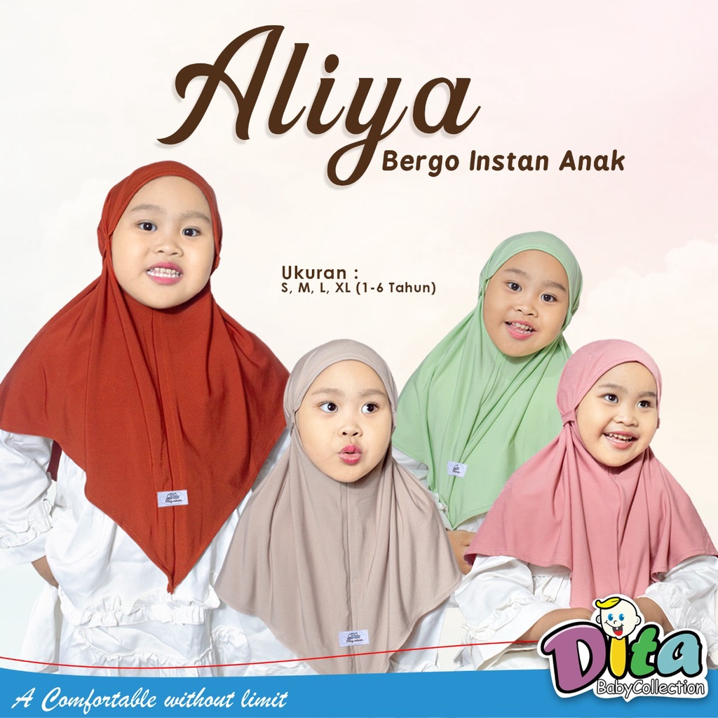 ALIYA BERGO - HIJAB INSTANT -  BERGO ANAK JERSEY - HIJAB BERGO -  HIJAB ANAK PEREMPUAN -  HIJAB BAGUS - DITABABYCOLLECTION