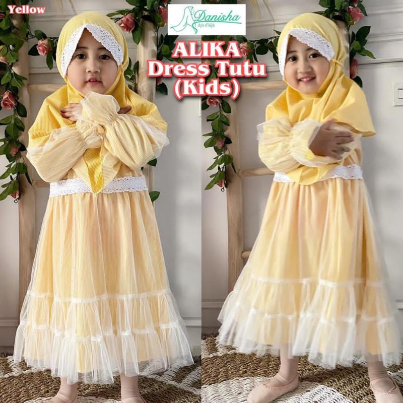 Gamis Syari Set Anak Alika Dress Tutu Kids Ori Danisha Hijab