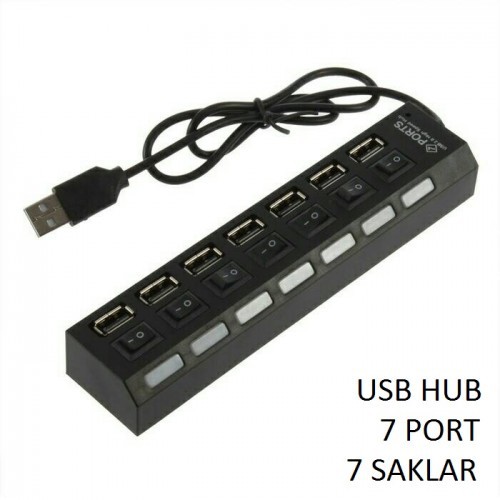 USB HUB 2.0 7 PORT SAKLAR ON OFF SWITCH LED HIGH SPEED SUPPORT 500GB