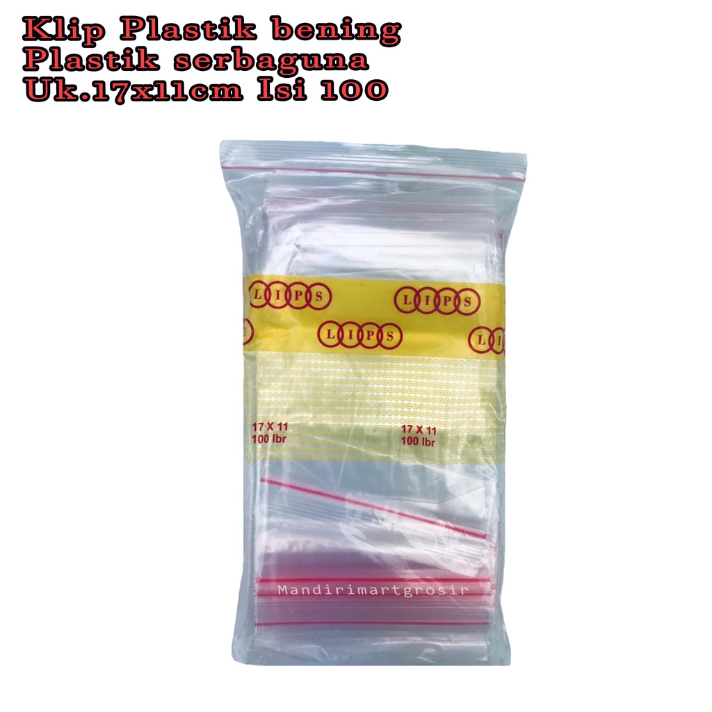 Plastik serbaguna *Klip Plastik bening * Uk.17*11cm * Isi 100