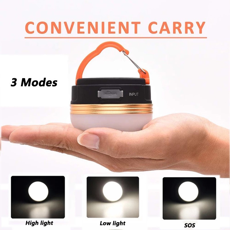 Lampu Lentera LED Portable Multifungsi Dengan 5 Mode + Pengait Untuk Camping / Outdoor