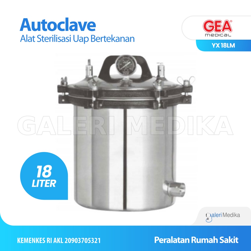 Autoclave GEA YX-18 LM 18 Liter - Portable Stainless Steel Steam Sterilizer