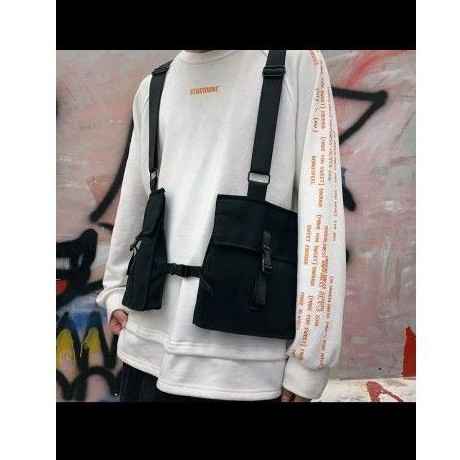 tas bahu dada pria wanita Kanye west/chest bag rig bag tactical hip hop vest new