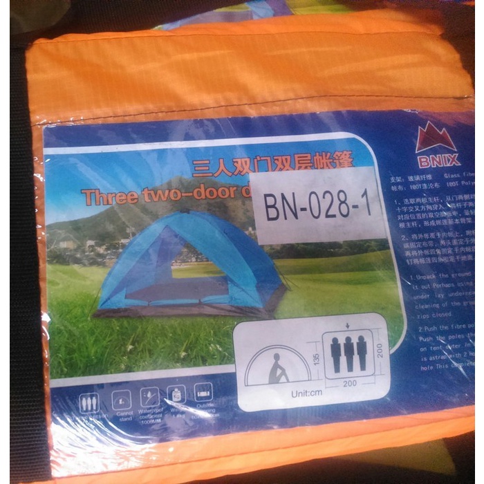 Tenda Gunung Camping Kap 3-4 Orang BNIX 0281 Dome Outdoor Double Layer