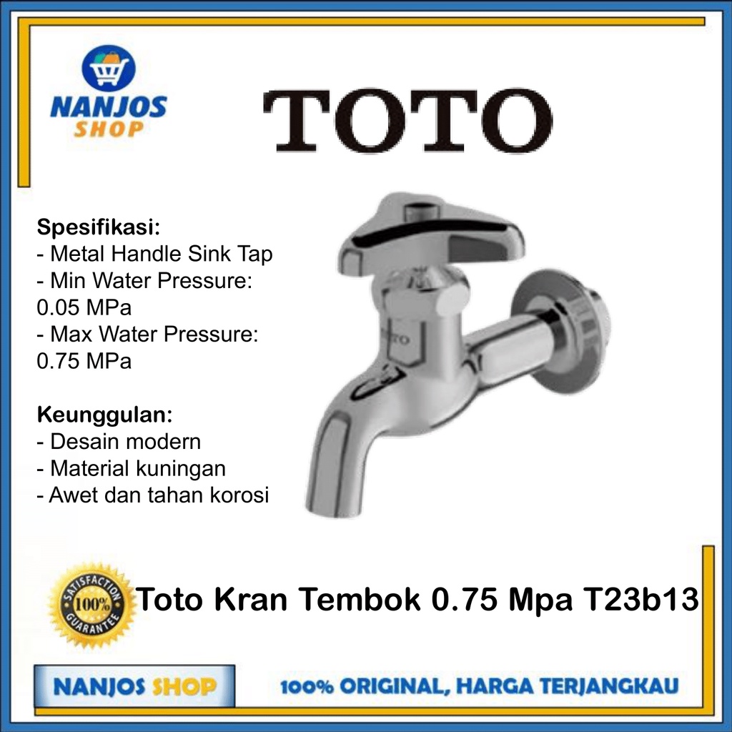 Toto Keran / Kran Tembok / Wall Tap 0.75 Mpa / T23b13