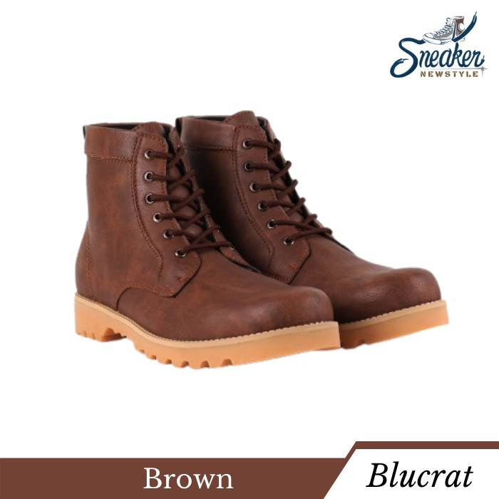 Sepatu Safety Boots Pria Crypton Kulit Original Ujung Besi Size 39-43 Sepatu Touring Pria SNK0321-Brown
