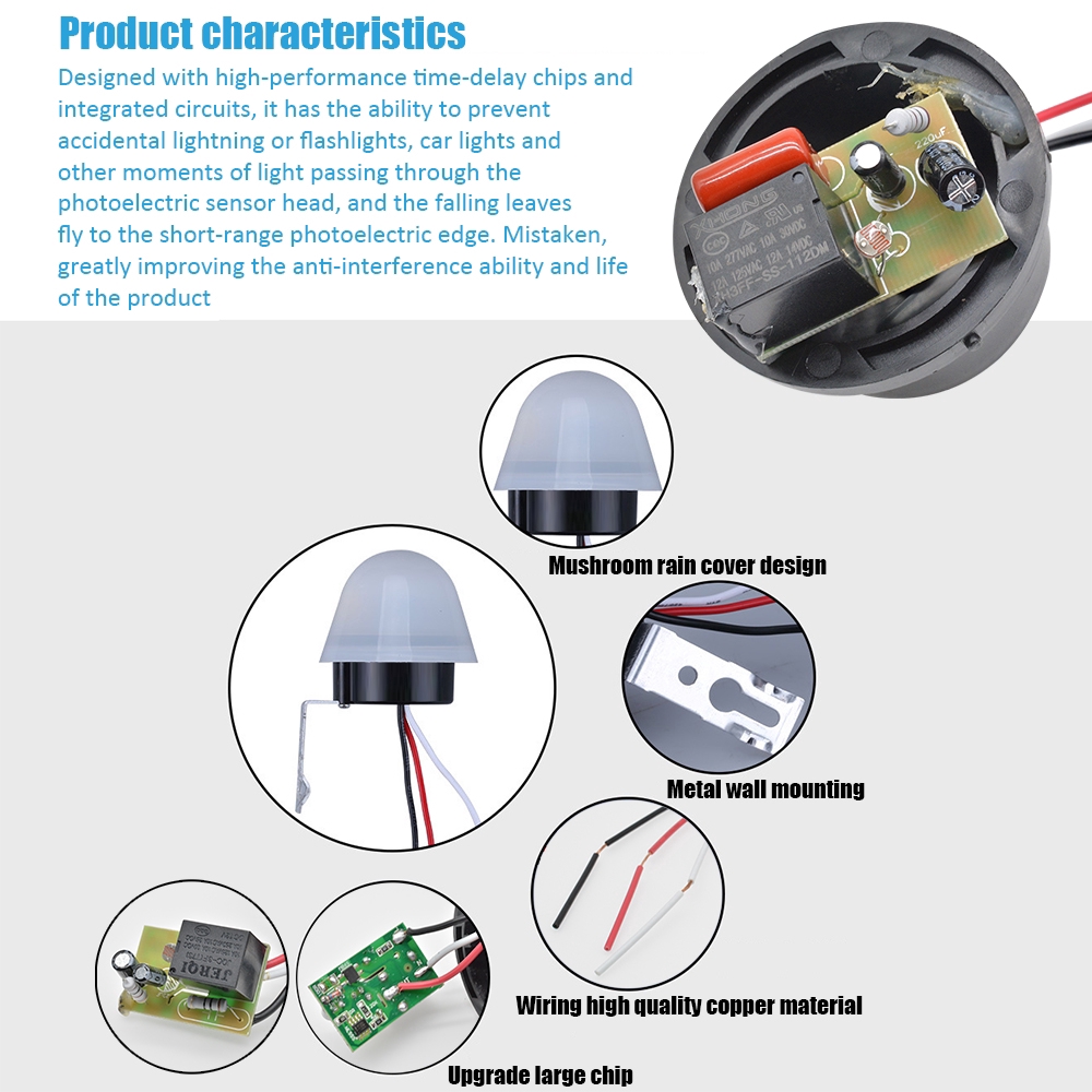 [IN STOCK/COD]AC DC 12V / AC 110V 220V Saklar On Off Sensor Lampu Jalan Tahan Air