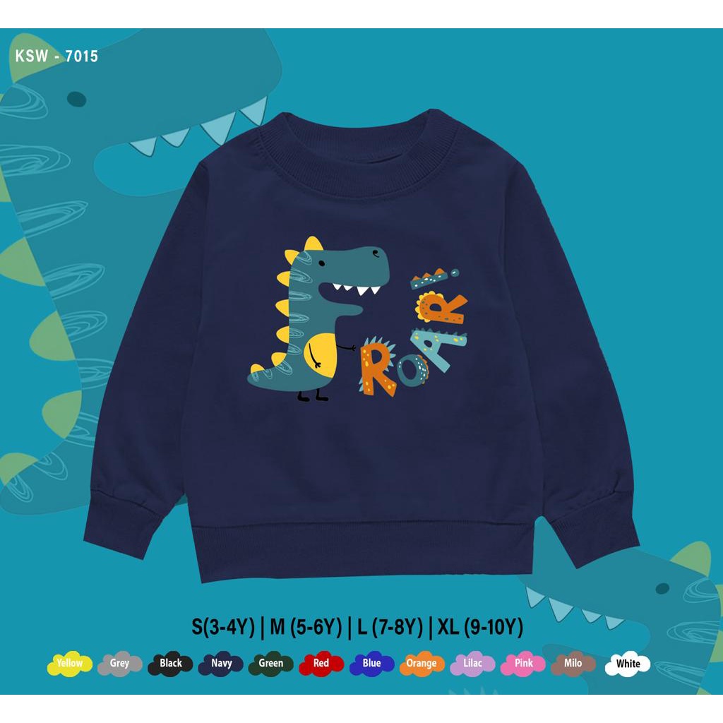 OUTFIT ANAK ANAK / BAJU SWEATER / SWEATER KIDS 1-10 TAHUN / DINO ROAR / REAL PICTURE / BEST SELLER