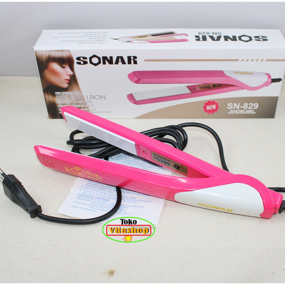 Catokan Rambut Suhu Sonar SN-829 PINK Catok Alat Pelurus Rambut Salon