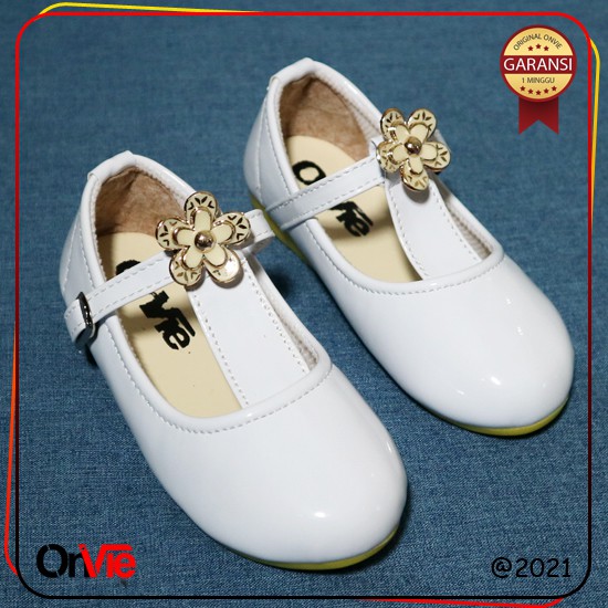 Sepatu Balet Anak Perempuan Glossy Pita Permata Bunga | Sepatu Formal Onvie