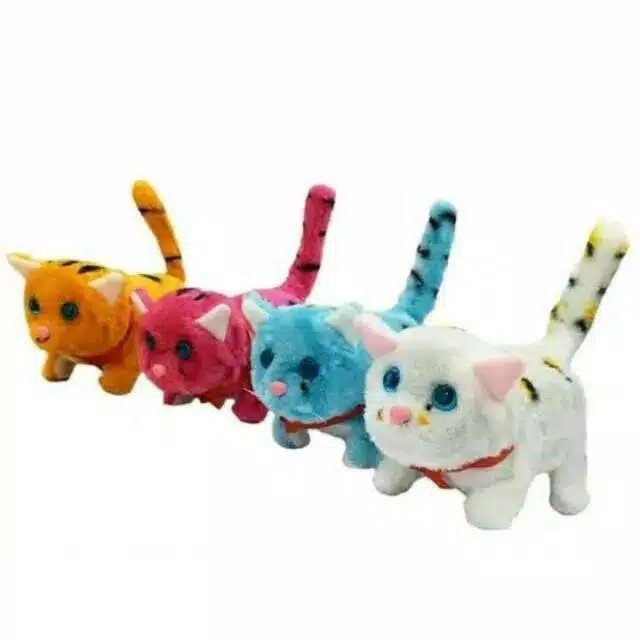 Mainan Boneka Kucing Bisa Berjalan Dan Mata Nyala / Mainan Anak Kecil Boneka Kucing -  A110