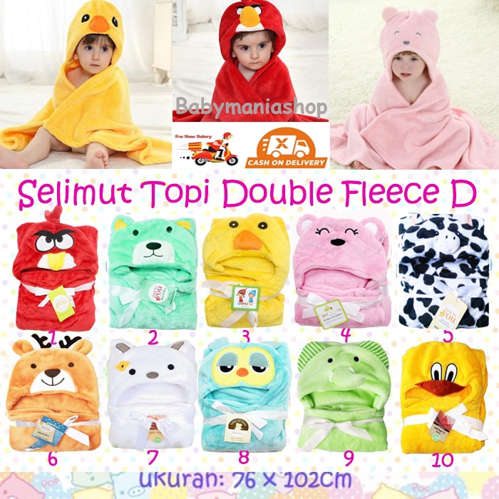 Selimut Topi Double Fleece C &amp; D Selimut Topi Double Fleece Selimut Hoodie Bulu Bayi 3D Hoodie