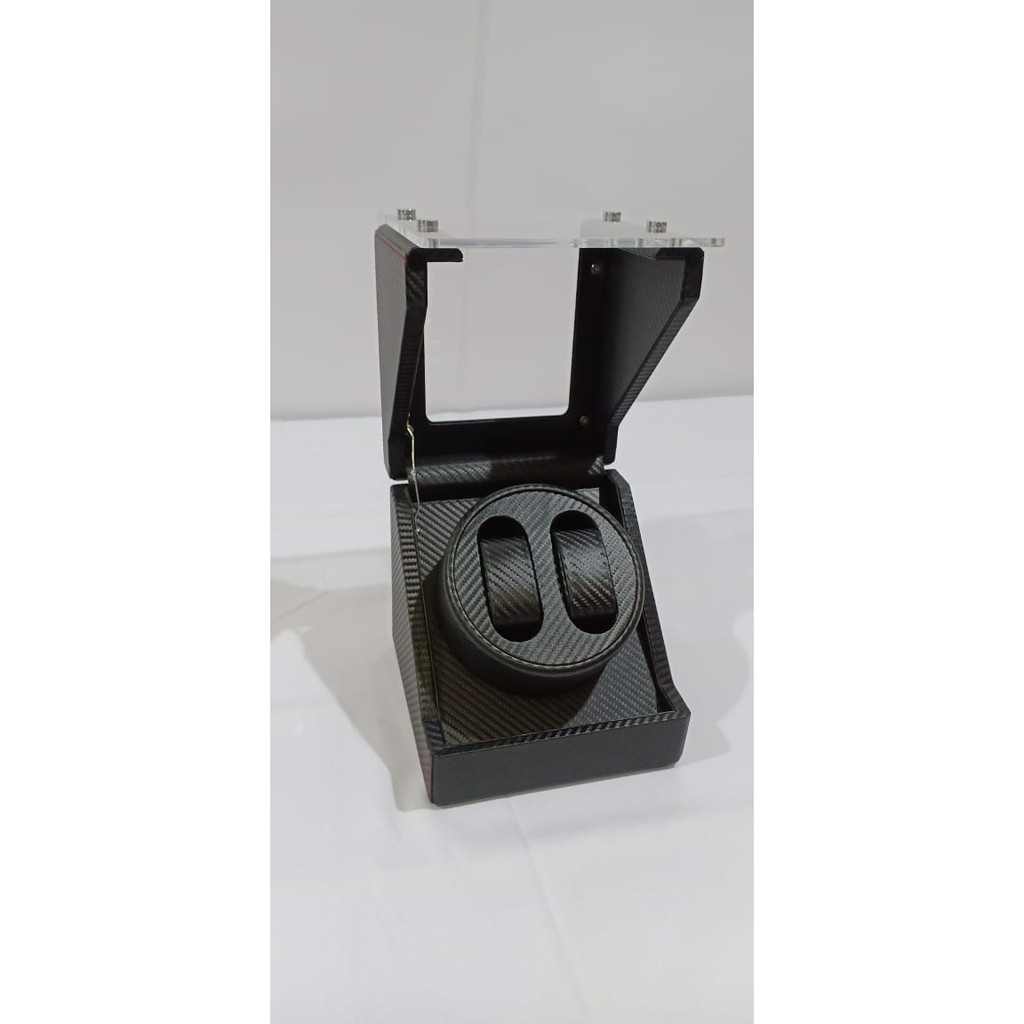 Watch Winder Bahan Carbon Fiber - Pemutar Jam Tangan Otomatis Automatic 2 Slot